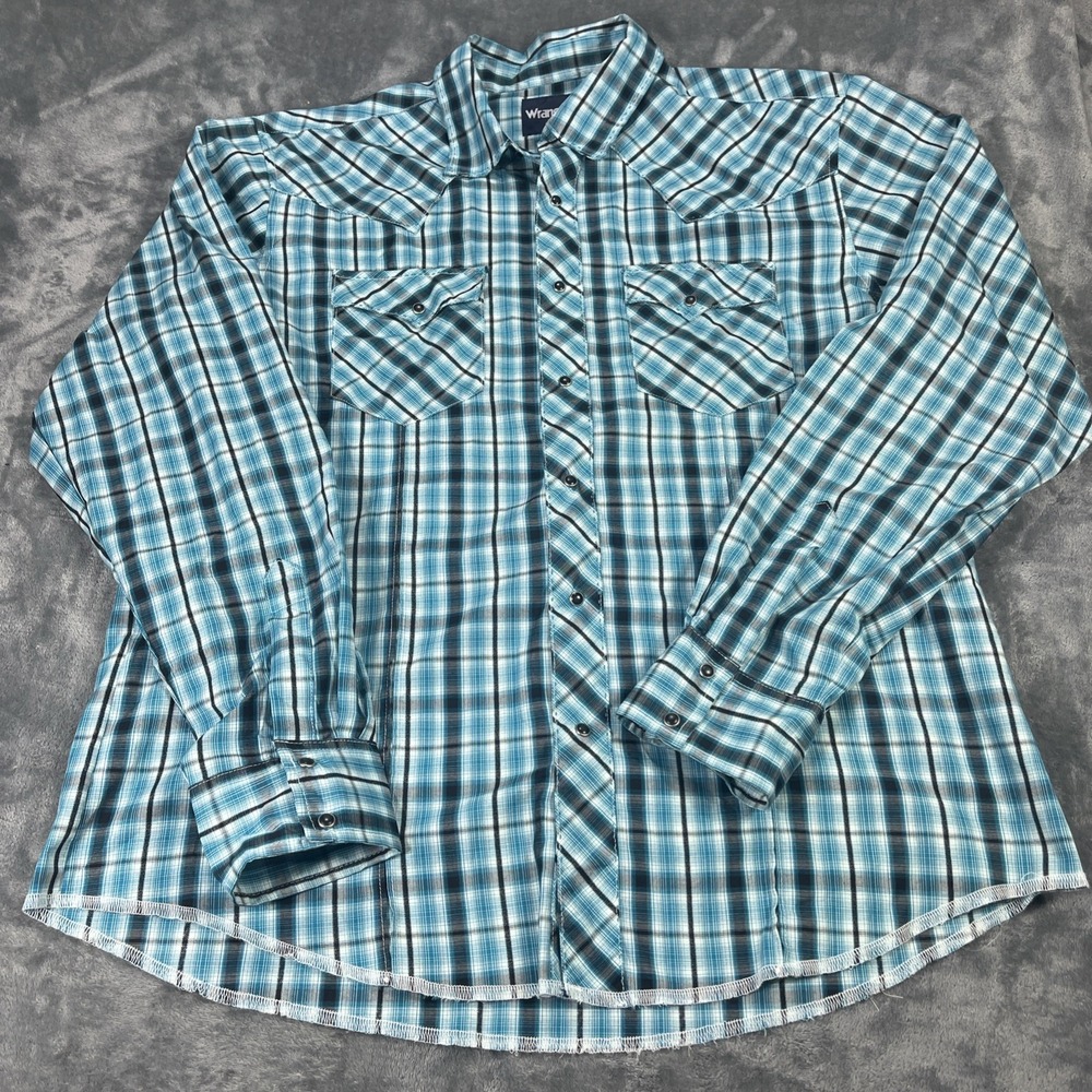 Wrangler Western Shirt Men XL Plaid Long Sleeve Cowboy Pearl Snap Farm Lot of 2 - Picture 5 of 6